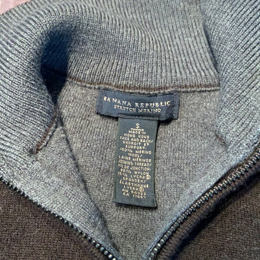 EUC Banana Republic merino wool zip sweater with pockets men’s size small